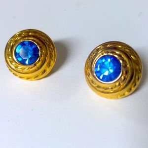 Bright and shiny blue and gold earrings